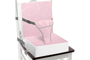 MATIVE Rehausseur Chaise Enfant, Rehausseur Chaise Bebe Ceinture de Sécurité à Trois Toints Sécurité Renforcée Nettoyage Facile de Réhausseurs Dessous Antidérapant (Rose)