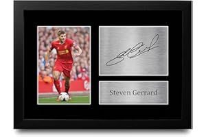 HWC Trading Steven Gerrard A4 Framed Signed Printed Autographs Picture Print Photo Display Gift For Liverpool Football Fans