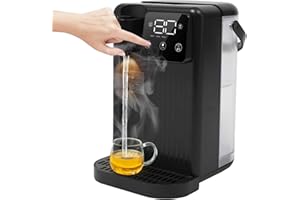 Donened - Distributore di acqua calda istantanea, erogatore di acqua calda con filtro dell'acqua, capacità 3L, opzioni di temperatura, display touch, 3 secondi per riscaldamento, 25-99℃ (nero)