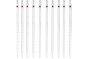 LABBOX KENZIUM – Pack 10 x Pipetas Graduadas | Volumen: 10 ml | de Vidrio | Graduación en Naranja para Facilitar la Identificación | Esterilizables en Autoclave | Ideales para Laboratorio e Escuela