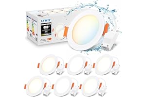 LVWIT Led Recessed Ceiling Lights,4W Led Downlight Ceiling Light,Round Panel Light,Bathroom Spotlights Ceiling Lights,400LM,3000K,4000K,6500K,Spotlights for Kitchen(6 PCS)