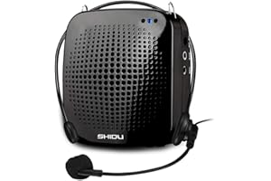 RESPONSEBRIDGE Amplificador de voz con micrófono y auriculares, 2000 mAh recargable, 15 W, amplificador, altavoz portátil PA, ideal para profesores, aula, reuniones y más