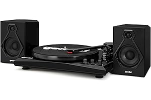 Gemini Sound Sistema musicale giradischi stereo Gemini TT-900BB - Trasmissione a cinghia - Ingresso Bluetooth - Altoparlanti stereo doppi da 50 Watt - Adattatore 45 incluso nero