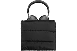 Geekria NOVA Headphones Puffy Pouch, Compatible with Bose QCUltra, QC45, JBL Tune 520BT, Sony WH-CH720N and More, Headset Carrying Bag, Soft Travel Pouch Case for Over-Ear Headphones (Black)