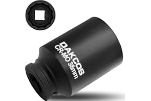 DAKCOS 38mm Socket 1/2" Drive 12 Ponit Deep Impact Power Wrench Socket Drive Shaft Tool, CR-MO