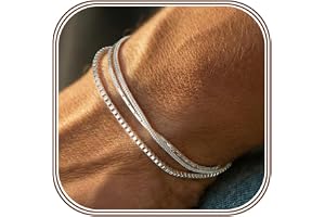 Chriscoco 3 st 925 sterling silver herrarmband, kubanska länkarmband ormkedja armband herr smycken set present till pappa make, pojkvän, son