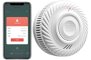 RISOON Intelligente Rilevatore di Fumo, Rilevatore di Fumo Wi-Fi con Sensore Fotoelettrico, Rilevatore di Incendio Conformi a EN14604, Compatibile con Tuya/Smart Life APP, 10 Anni Batteria 1-Pack