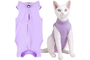 LZKHEH Professioneller Genesungsanzug für Katzen - Schützte und unterstützt bei Bauchwunden, Hautkrankheiten und nach Operationen. Ersatz für E-Halsband. Lila, Größe M.