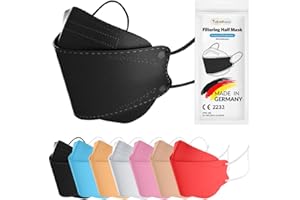 TubeRoo FFP2 Maske Fischform, 10 Stück Masken, Made in Germany Versand aus Deutschland, weiche Ohrschlaufen Bänder Atemschutzmaske