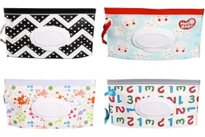 ZKSXOA 4 unidades Dispensador de Toallitas,Funda Humedas Toallitas Bebe, Bolsa Toallitas Bebe Portátil, Viajes Bebe Mojado Tejido Caja, con Estuche para Porta Toallitas Reutilizable y Rellenable,