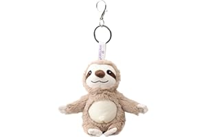 Warmies Sloth Bag Charm with Microfiber Screen Cleaner, 21cm French Lavender Scented Handbag Accessory with Screen Wiper for Phones, Laptops and Tablets