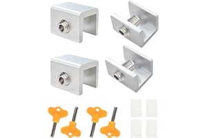 SPDYCESS 4 Stück Schiebefenster Schlösser Verstellbar Aluminium Legierung Fenster Schloss Sicherheitsschlösser Fensterschloss Sicherheitsschloss mit Schlüssel für Haus und Büro
