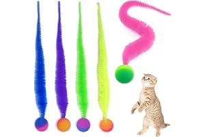 KHYYQUA 5 Piezas Juguetes para Gatos Wiggly Balls,móviles para gatos, Bola de Tambaleo para Gatos,Juguetes Gatos Worm Balls de Gato Interactivo, Bolas para Gatos Juguete para Gatos de Todas las Edades