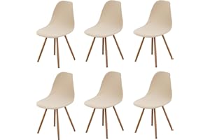 HIGHDI Housse de Chaise Scandinaves Lot de 6, Extensible Housse de Chaise de Salle à Manger, Polaire Beige Universelle Couverture de Chaise sans Accoudoirs pour Décoration de Salon Cuisine Maison