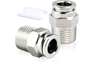 TAILONZ PNEUMATIC 2PCS 304 Stainless Steel Male Straight 8mm Tube OD x 1/4 BSP Push to Connect Fittings PC8-02