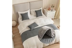GOFOHIMI Jacquard Bettläufer und Kissen Bezug, Reversibel Bettschal für den Fuß des Bettes Luxus Weicher Bettlaufer Schlafzimmer für Gästehaus Hotel Schlafzimme, Grau,45x240cm(Bettläufer)