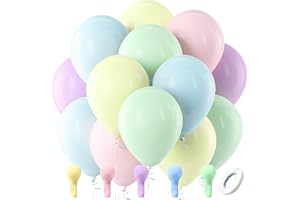 Bezente Pastel Balloons Latex Party Balloons, 100 Pack 12 inch Round Helium Multicolor Macaron Balloons for Birthday Baby Shower Wedding Decorations