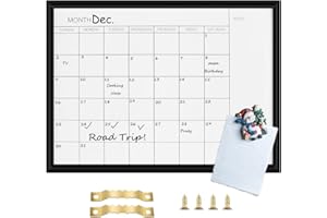 Okydoky Magnetisches Monatliche Planung Whiteboard mit Holzrahmen, 40 x 30 cm, hängende kleine Weißwandtafel für Schule Home Büro(YL-3040-BK).DE