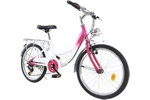 XUEMANSHOP Bicicletta per bambini, 20 pollici, cambio a 6 marce, bicicletta da donna con faro, portata massima 90 kg, per 6,7, 8, 9, 10 anni