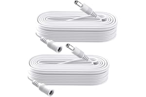 SECURITY-01 2-pak przedłużacz zasilania DC 10 m, wtyczka 5,5 mm x 2,1 mm, wtyczka męska na żeńską, DC 5V 6V 9V 12V 24V do kamer bezpieczeństwa, DVR, routera, drukarki, taśmy LED, biały