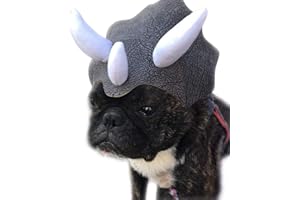 VANSTART Costume de Dinosaure Chien, Triceratops Chapeau pour Animaux de Compagnie Coiffe Chien Chat Habiller Costume de fête Cosplay Mignon Corne Coiffe