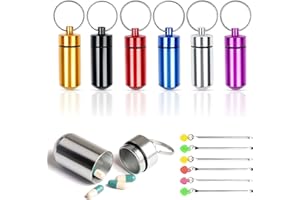 SUBTAVIK 6 pezzi portapillole in alluminio portapillole portatile mini portapillole portapillole impermeabile portapillole tascabile portapillole organizer da viaggio per viaggi all'aperto campeggio (6 colori)