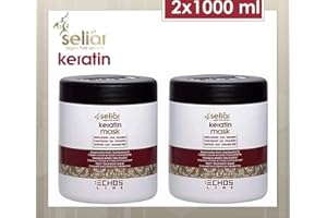 ECHOSLINE Seliar Keratin Lot de 2 masques post-traitement pour cheveux colorés et traités chimiquement (1000 ml)