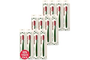 Euthymol Klasyczna szczoteczka do zębów x 12, duża pełna głowa, miękkie włosie, potrójna krzywa ergonomiczne ręczne szczoteczki do zębów, wydajne czyszczenie, wrażliwe dziąsła zęby, codzienna