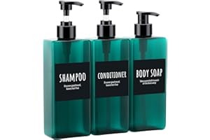 ‎SEGBEAUTY Segbeauty Pumpflasche, 3 Stück 500ml Shampoo Flaschen, Seifenspender Dusche mit Etiketten, für Küchen, Bäder, Hotels, Grün