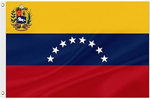 ASUNO Venezuela Flag 90 × 150 CM Polyester Venezuelan National Banner with 2 Brass Grommets Double Side Vivid Color Fade Resistant for Outside Garden Lawn Patio
