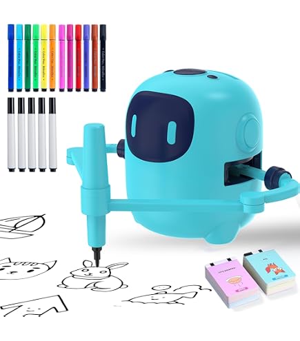 Robot Dessinateur Enfant 3 Ans Et Plus - Avec 100 Cartes Et 2 Stylos | Interaction Vocale, Apprentissage Montessori | Jouet éducatif Rechargeable USB-C