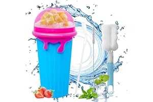 JGYCVBU 500ML Slushie Maker Cup, Magic Quick Frozen Smoothies Cup, con Pajita y Cuchara 2 en 1 y cepillos de limpieza, para Preparar Batidos de Frutas Helados y Batidos de Leche(Azul)