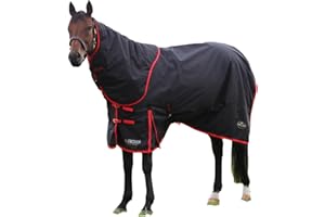 Gallop Trojan 200g Mediumweight Horse Turnout Rug and Detachable Neck Set Spring/Autumn/Winter (Black/Red)