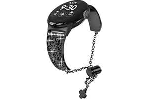 WoPail Armband Damen für Google Pixel Watch 2/Google Pixel Watch, Bling Strass Kristallen Schmuck Ersatzarmband, Frauen Edelstahl Glitzer Verstellbares Armbänder für Google Pixel Watch- Schwarz