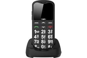 ukuu Seniorenhandy ohne Vertrag mit Großen Tasten, GSM Tastenhandy Dual SIM Handy 1,8 Zoll SOS Notruftaste Mobiltelefon 1000 mAh Akku Lange Standby-Zeit, Schwarz (Schwarz)