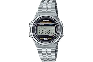 Casio Collection Vintage Unisex Digital Watch with Stainless Steel Strap