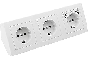 MC POWER - Steckdosenblock Unterbausteckdosen | FLAIR | 3-fach Schutzkontaktsteckdosen USB-Steckdosen 2x USB, 250V~ / 16A, Aufbau, weiß matt