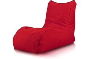 Bepouf - Poltrona Chaise Longue in Poliestere con Imbottitura in Palline di Polistirolo, Poltrona Adatta per Camera, Salotto e Esterni - Dimensione 110x80, Colore Rosso