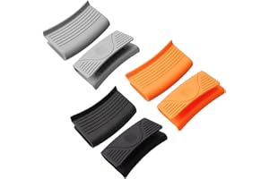 YOICN LTH 6Pcs Silicone Hot Handle Holder, Kitchen Silicone Thicken Gloves Pot Pan Holder Grip Heat Resistant Pinch Silicone Potholder Silicone Assist Handle Holder Hot Pot Handle Cover, Black Orange Light Blue