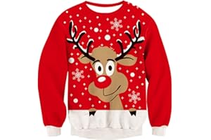 Loveternal Pull de Noël Unisexe pour garçons et Filles - Cadeau pour Enfants - Manches Longues - Col Rond - Sweat à Capuche décontracté - Pull de Noël Moche - Âge 7-14 Ans