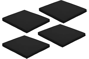 Gardenista Garden Chair Seat Pad | Indoor Outdoor Dining Cushion Seat Pads | Water Resistant Patio Garden Chairs Cushions with Secure Ties | Durable & Comfortable | 4 Pieces (Black)