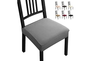 BALLADHOME Fundas para sillas Pack de 6 Fundas sillas Comedor Elásticas Fundas de Asiento para Silla Diseño Jacquard Cubiertas de la sillas Extraíbles y Lavables-Decor Restaurante (Paquete de 6,Gris) -B