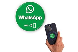 EINFACHSACHEN Whatsapp NFC - Lote de 2 pegatinas para asignación de citas y chats en grupo, conexión sin contacto sin necesidad de tocar, 3 cm de diámetro, ideal para estudios, equipos y eventos