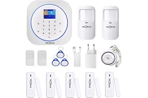 TECPEAK Sistema de Alarma doméstica inalámbrica, Kit de Alarma WiFi/gsm con Seguridad Sirena Proporciona un Modo Altamente eficaz para Proteger tu hogar y Oficina