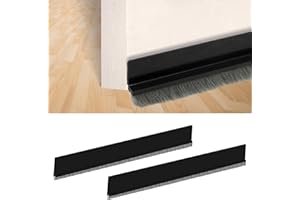 Misazy joint brosse 2 pièces isolation phonique porte, bas de porte brosse, joint de porte dentrée, auto-adhésif et peut être coupé à la taille - boudin de porte (5 * 100cm,Noir)