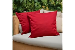 A ATH COLLECTION Premium Large Garden Scatter Cushion Water Resistant Cushions For Garden Furniture 18 x 18 Inch Shredded Foam Filled Outdoor Seating Great for Patio Rattan Chairs (4, Red)