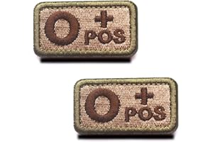 ZCKETO 2 Pièces Groupe Sanguin Tactique O+ Positif Patch Crochet et Boucle Militaire Premiers Secours Emblème pour Voyage en Plein air Militaire CS Bicyclette Rescue Sacs (O+)