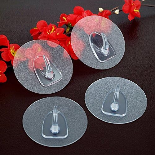 Adhesive Wall Hooks 6.6lb/3kg 6 kg Max 4 Pack Transparent Reusable Super Heavy Duty Removable Adhesive Bathroom and Kitchen Hooks, No Scratch, Waterproof and Oilproof Kitchen Wall Hanger KUBBO