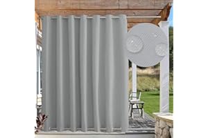 FicaRico Premium Windproof Outdoor Curtains for Patio, Waterproof Blackout Curtains with Grommets on Top and Bottom, Curtain for Gazebo, Porch, Customizable Sizes, 1 Panel, W84 xH120, Grey