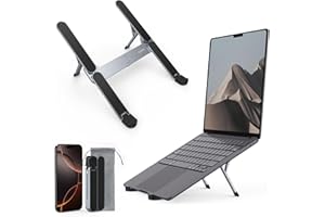 SODI Supporto PC Portatile, Porta Pc Portatile Pieghevole in Alluminio, 6 Livelli Regolabili, Tascabile, Robusto, Compatibile con MacBook Pro, Air, HP, Sony, Dell, Altri 10-16"